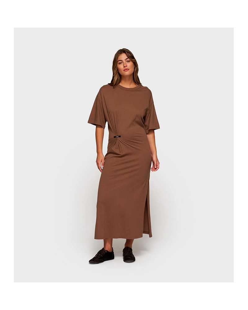 10 Days Tee Dress Gathering Brown | 10 DAYS - Shop Online at Sune