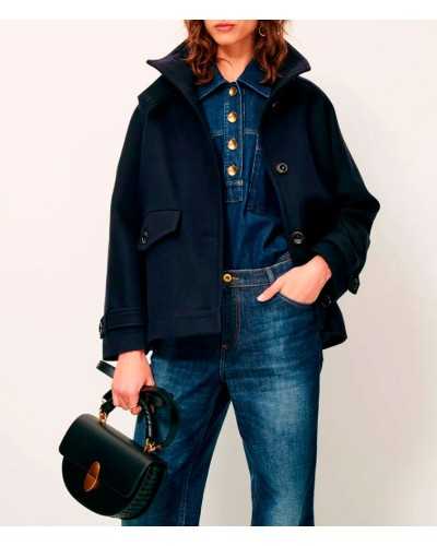 Sessun Lee Wooly Coat Navy