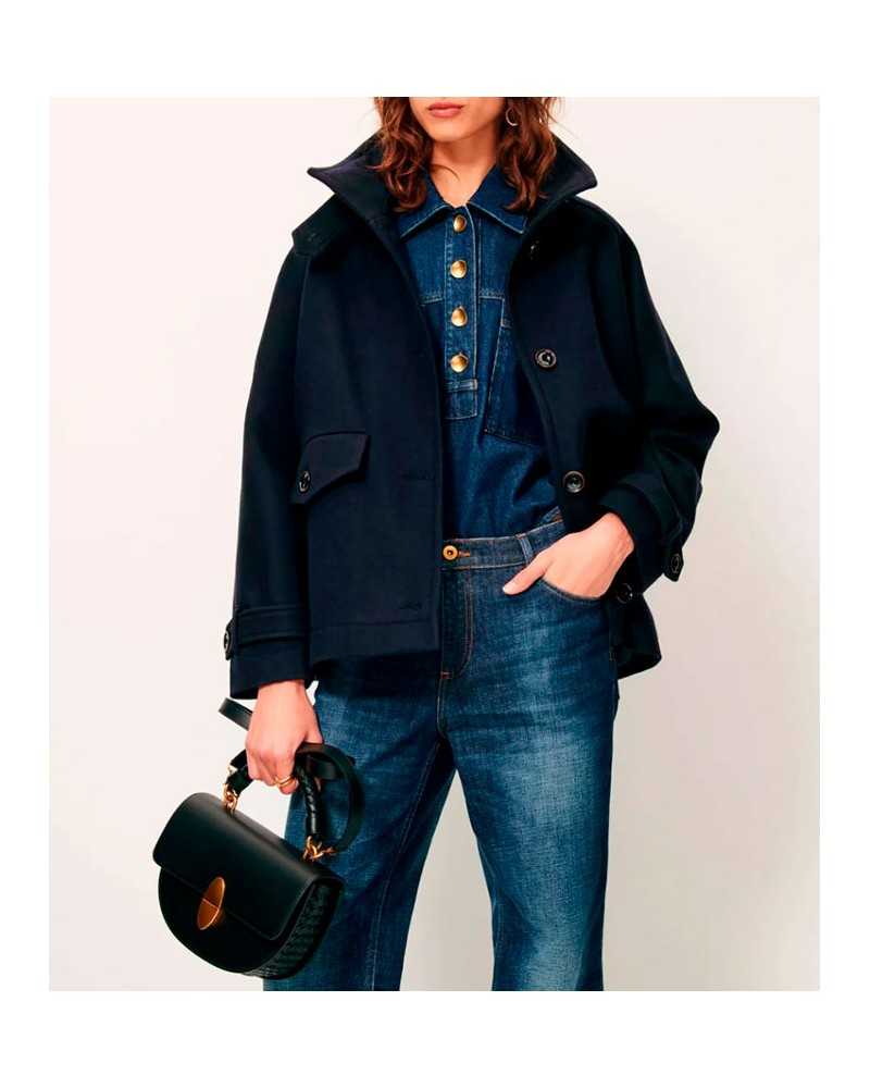 Sessun Lee Wooly Coat Navy