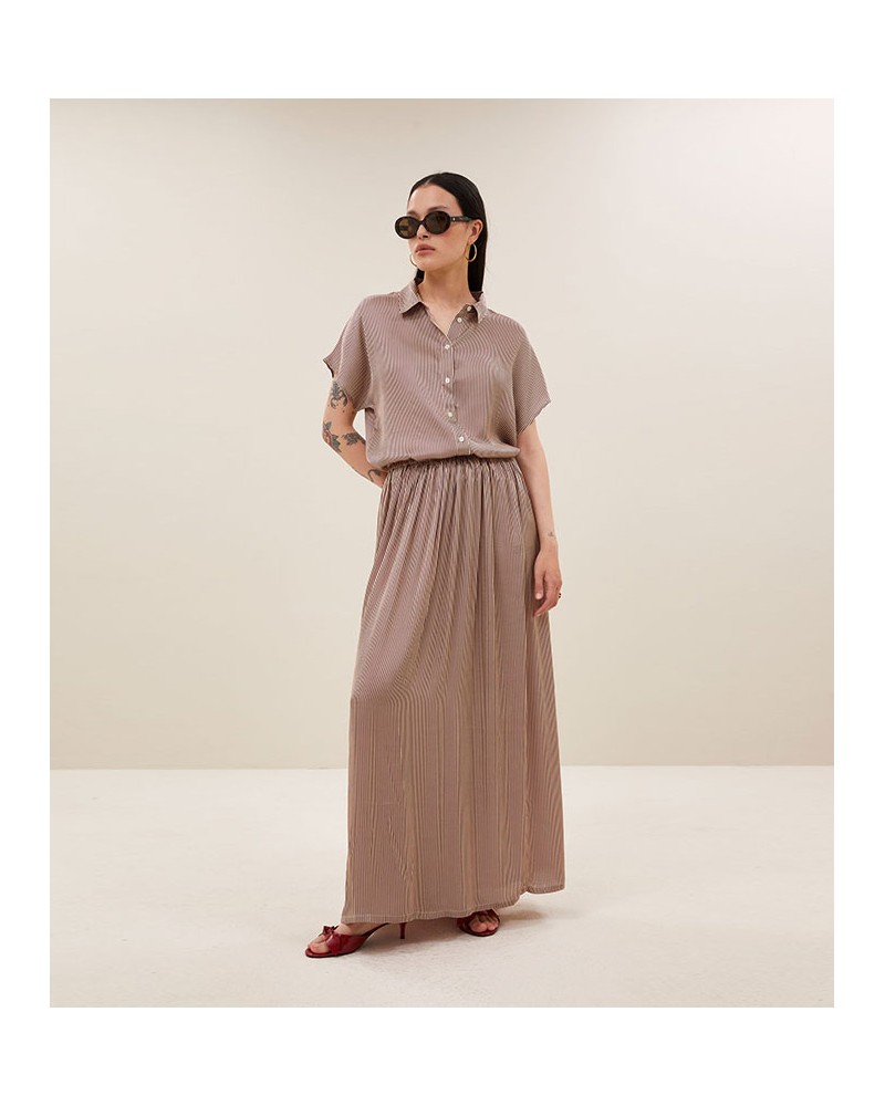 By Bar Reva Skirt Wine Stripe