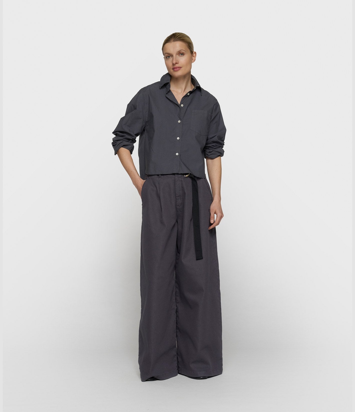 10 Days Wide Pants Jog Twill Steel Blue