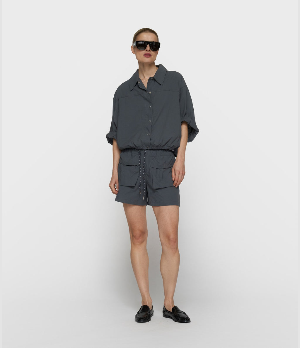 10days Wide Crinkle Jacket Steel Blue