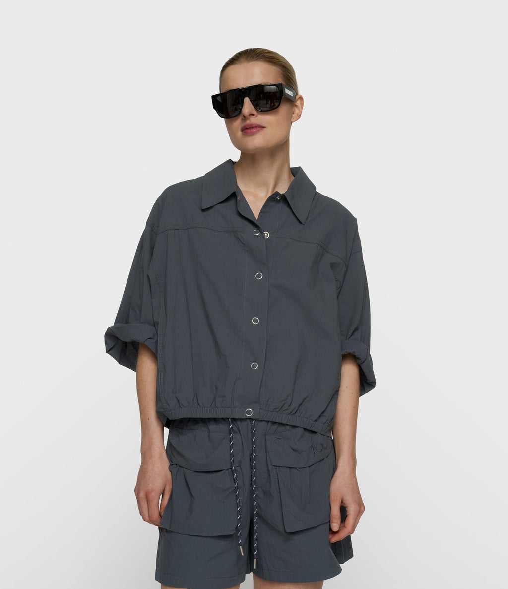 10days Wide Crinkle Jacket Steel Blue