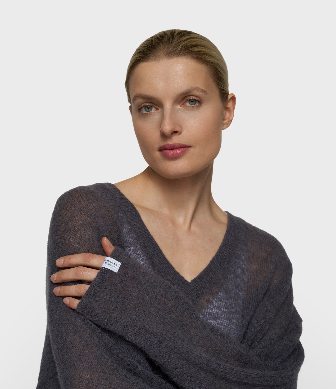 10days Thin V-Neck Knit Sweater Steel Blue