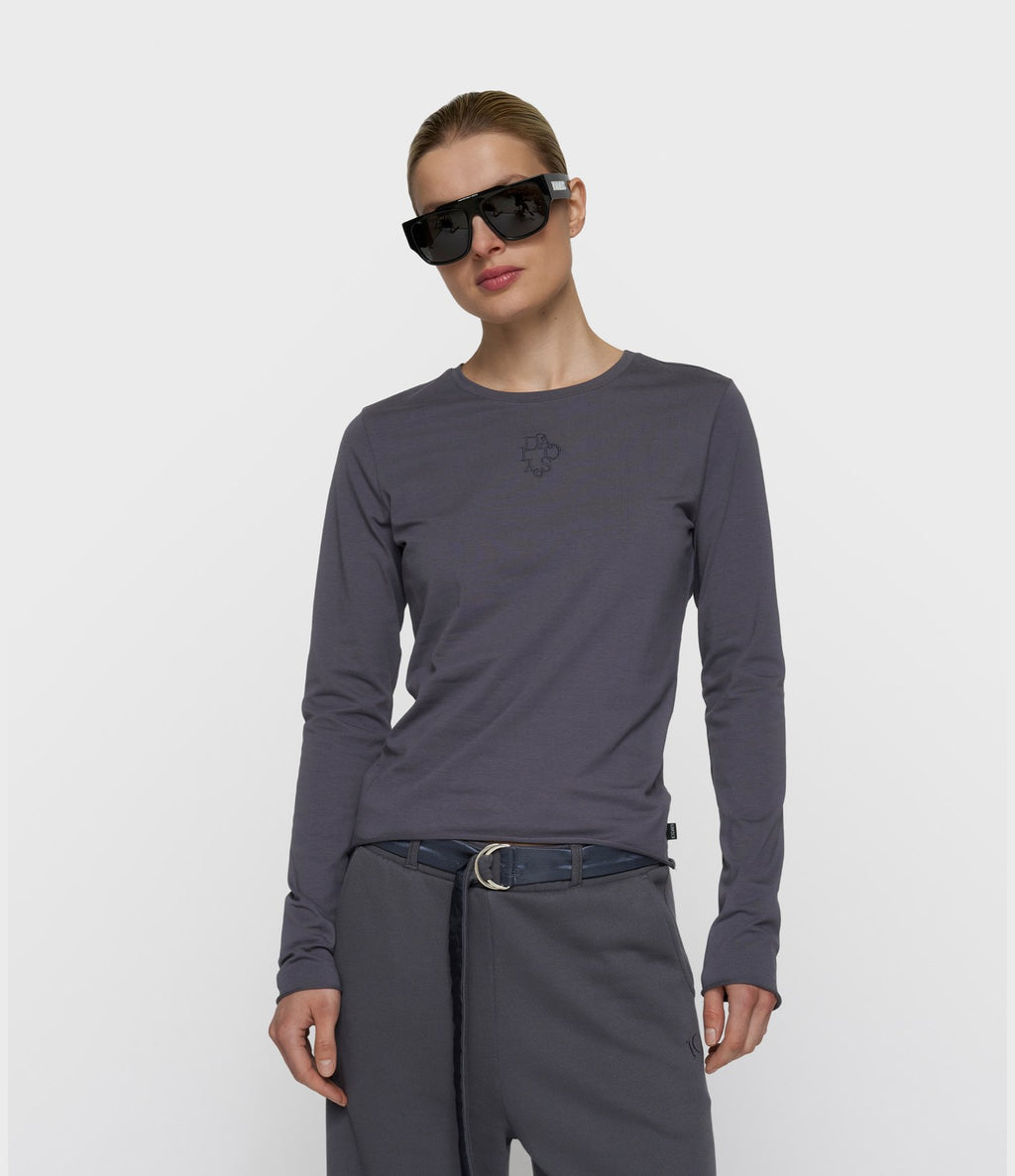 10days Slim Long Sleeve Tee Steel Blue