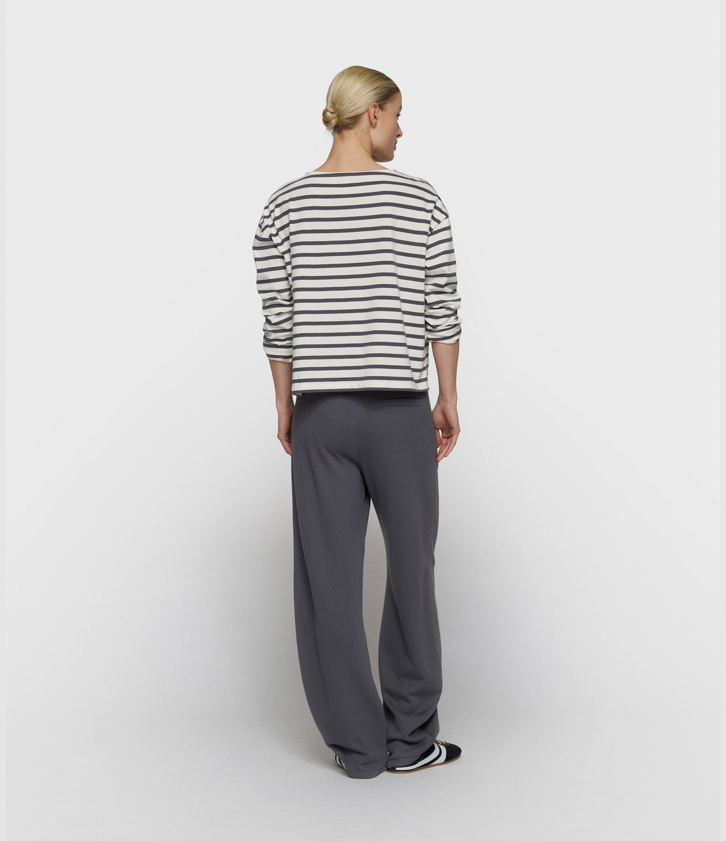 10days Boat Neck Top Stripes Ecru/Steel Blue