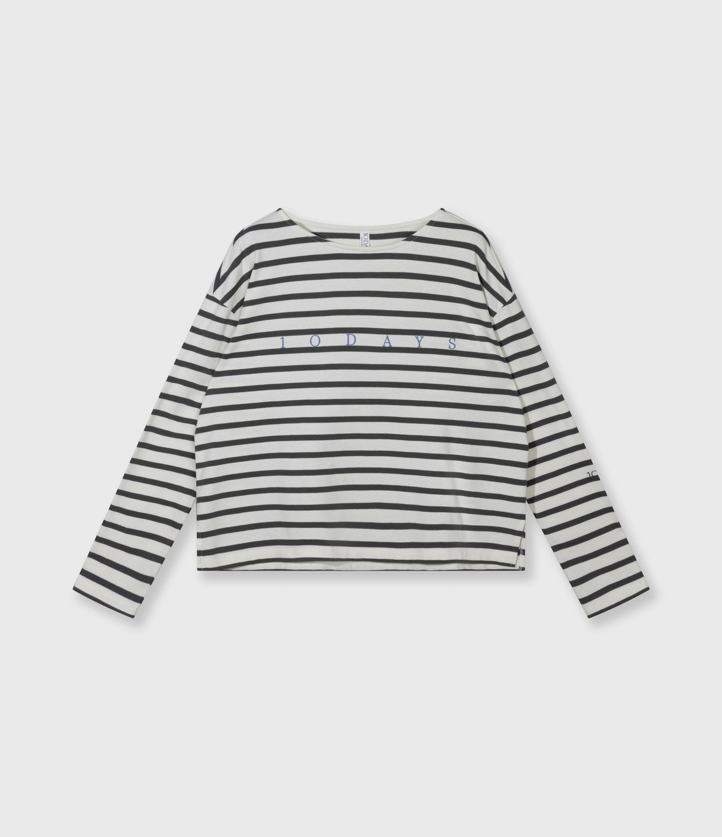 10days Boat Neck Top Stripes Ecru/Steel Blue