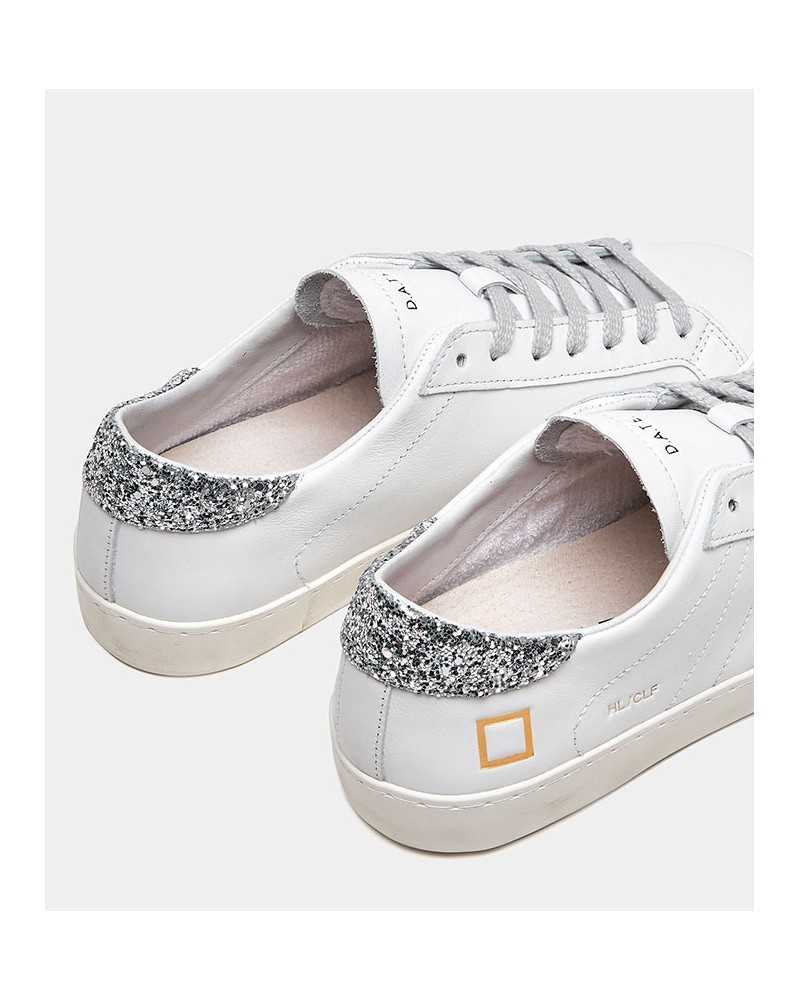 D.A.T.E. Hill Low Calf White Silver