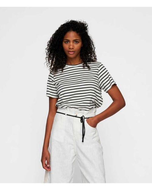 10 Days Petite Tee Stripes Ecru Black
