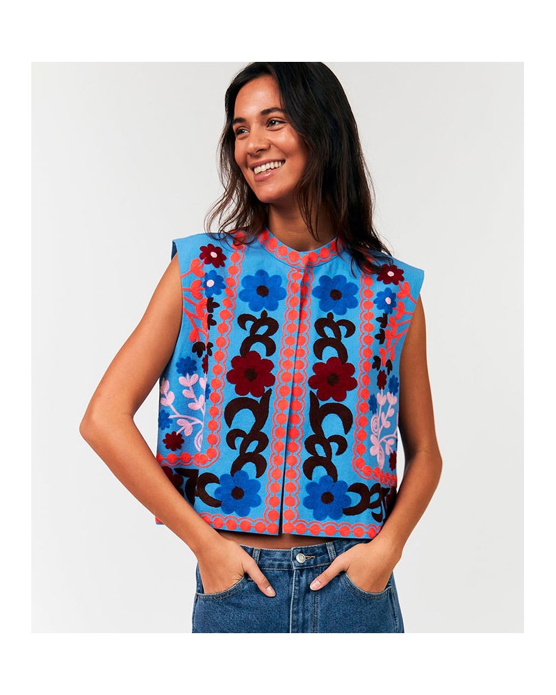 Lollys Laundry Binll Gilet Bleu