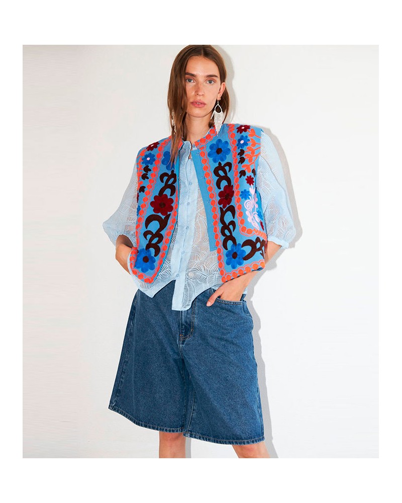 Lollys Laundry Binll Gilet Bleu