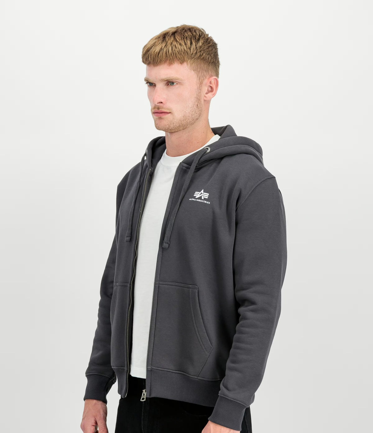 Alpha Industries Basic Zip Hoodie SL Vintage Grey