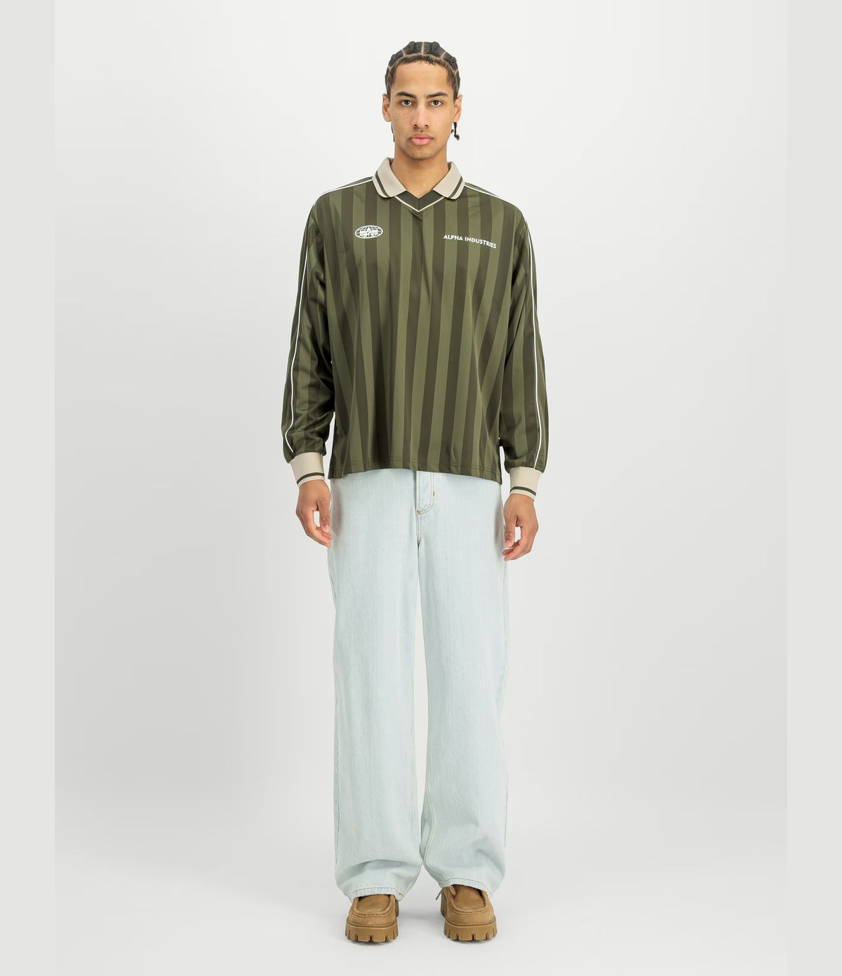 Alpha Industries Track Tricot Polo Longsleeve Dark Olive