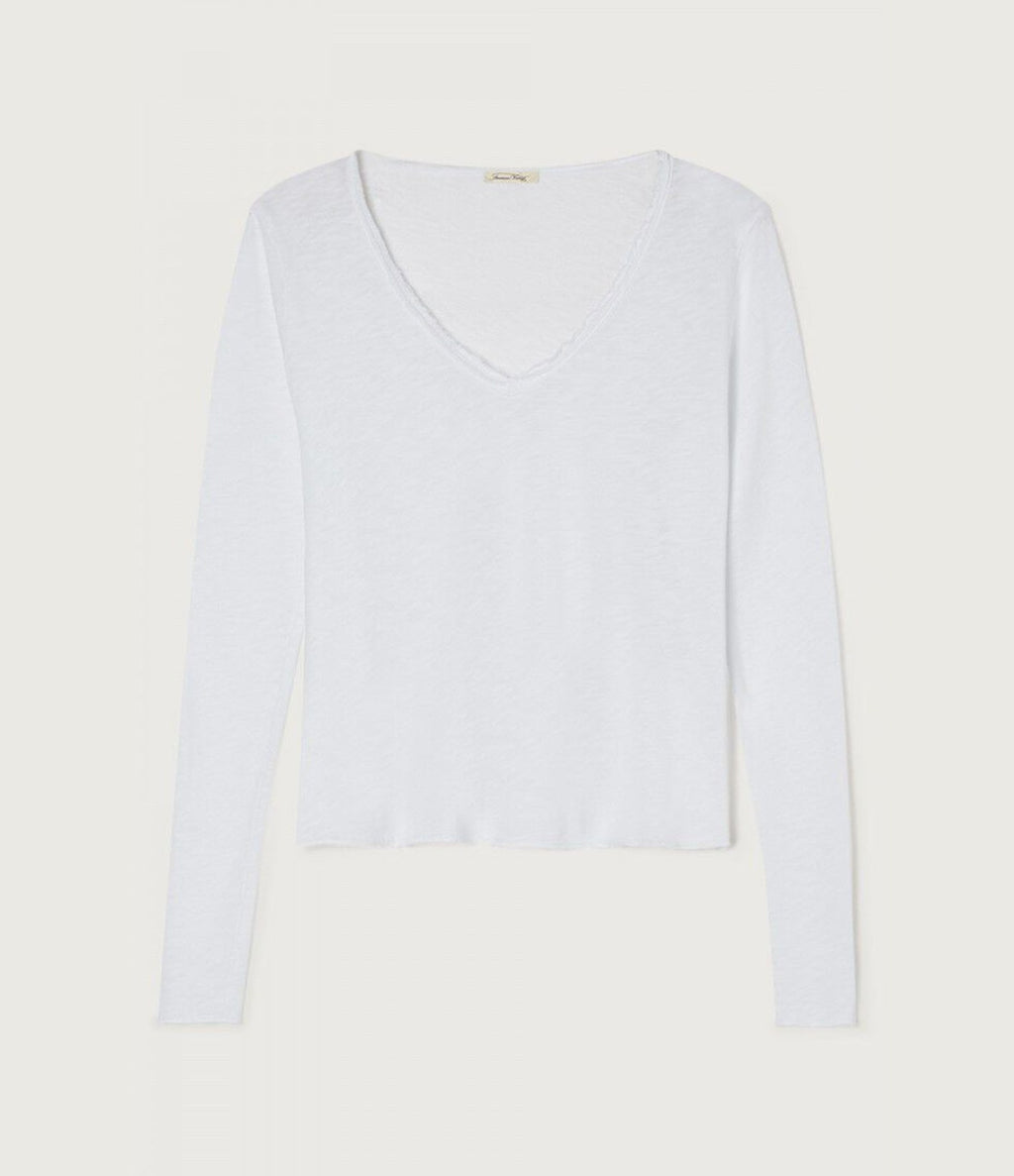 American Vintage Sonoma Manga Larga Cuello Pico Blanc