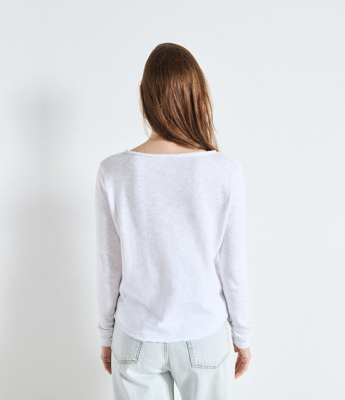 American Vintage Sonoma Long Sleeve V-Neck Blanc