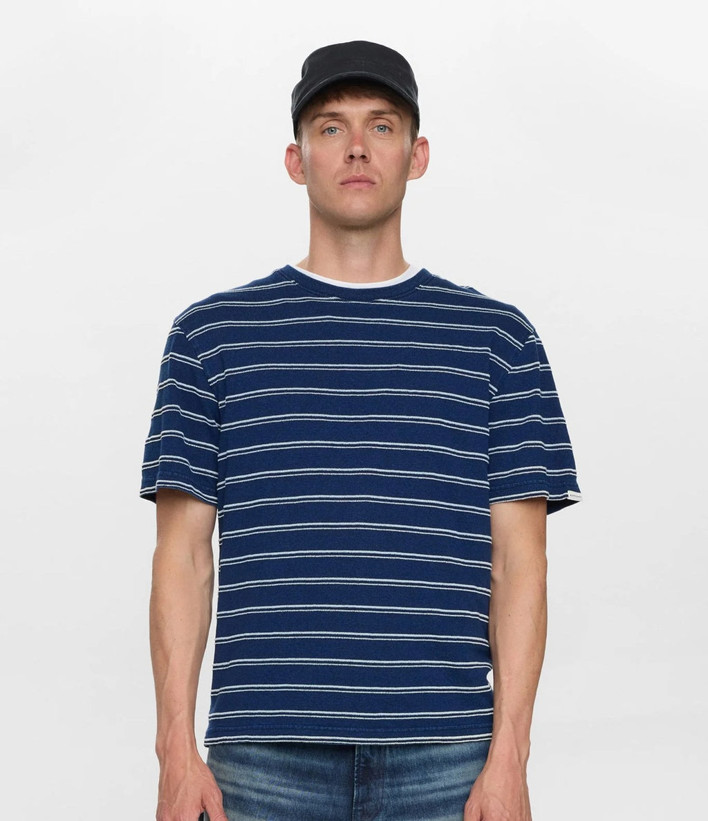 Anerkjendt Villads Indigo Stripe Tee Sky Captain