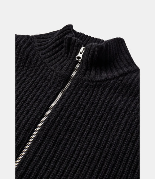 Anerkjendt Sinus Zip Wool Cardigan Caviar