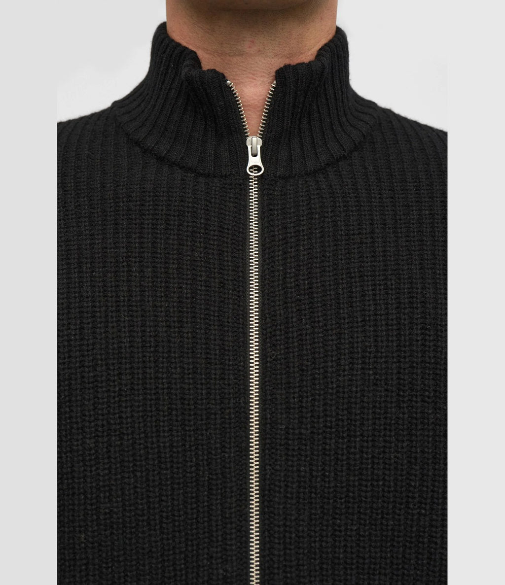Anerkjendt Sinus Zip Wool Cardigan Caviar