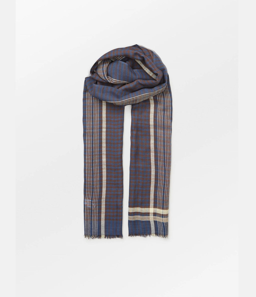 Becksondergaard Checkia Cowea Scarf Vintage Indigo Blue