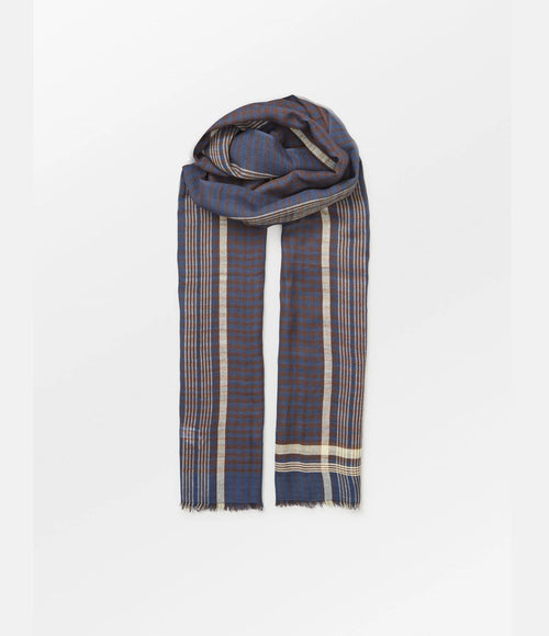 Becksondergaard Checkia Cowea Scarf Vintage Indigo Blue