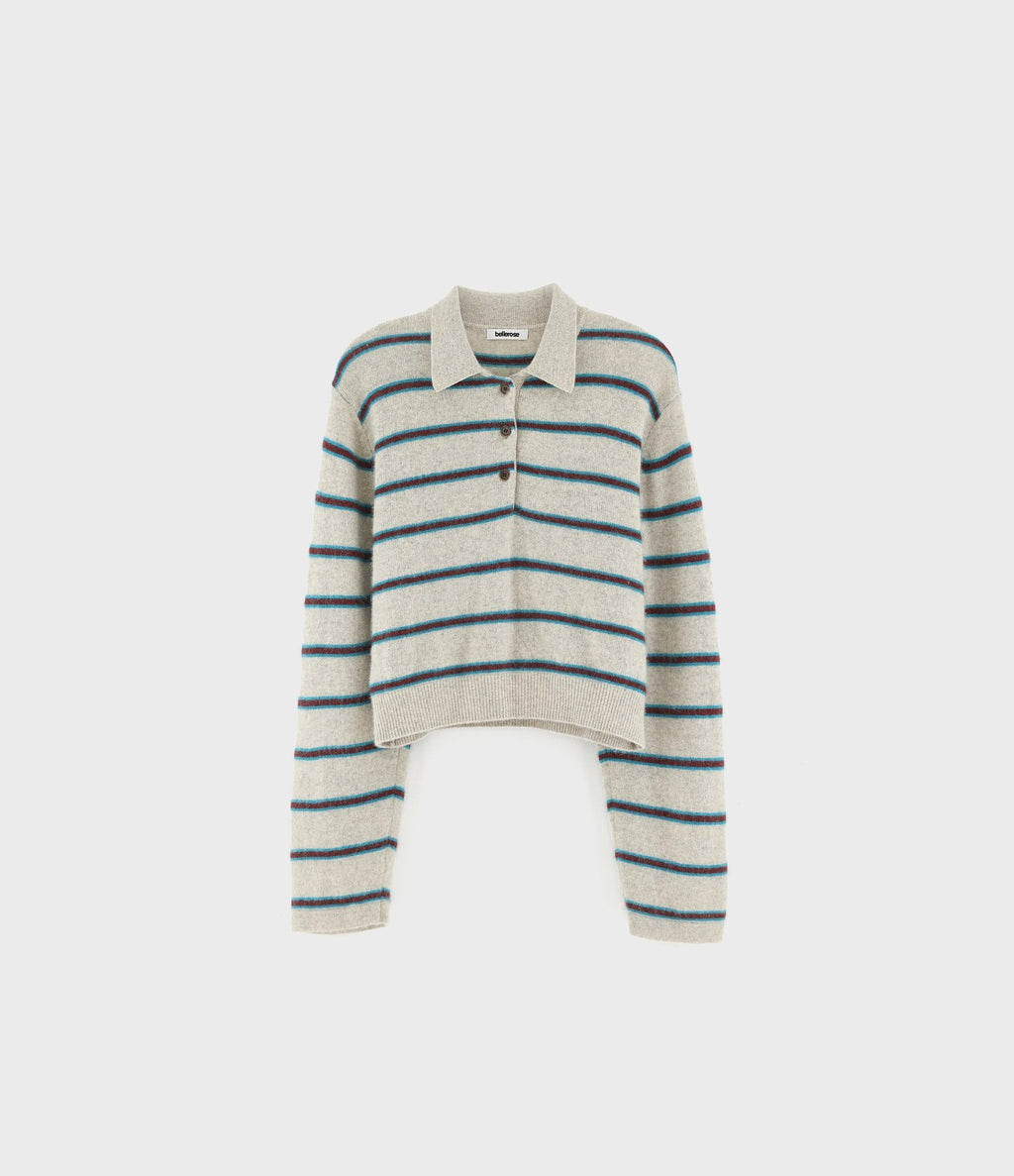 Bellerose Dussyr Polo Knit Jumper Stripe Raf