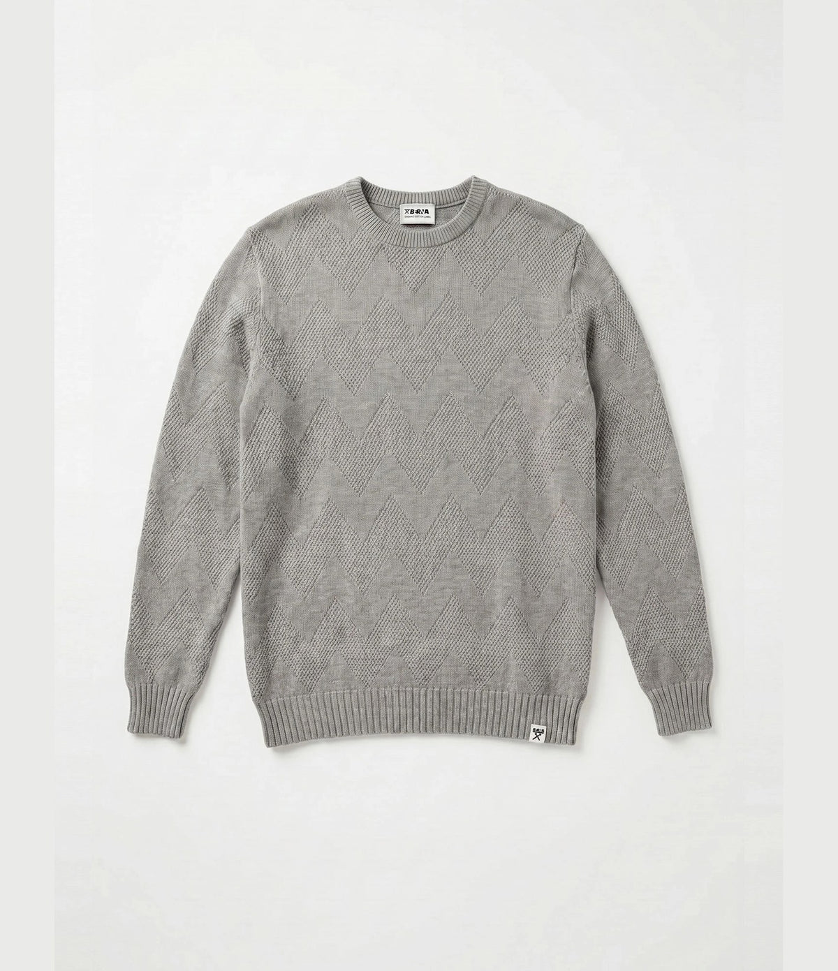 Berna Herringbone Crew Neck Grey