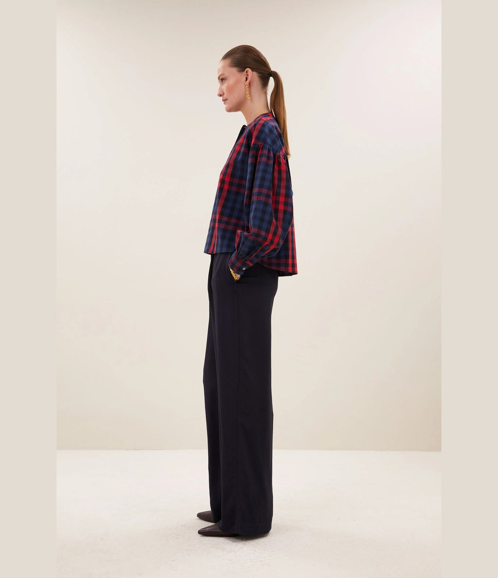 By Bar Ella Red Check Blouse Royal Red Check