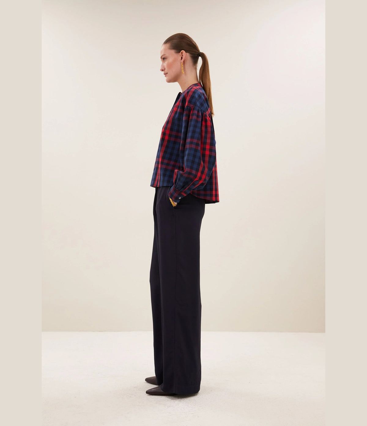 By Bar Ella Red Check Blouse Royal Red Check