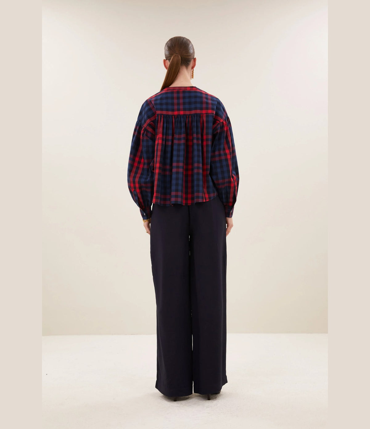 By Bar Ella Red Check Blouse Royal Red Check