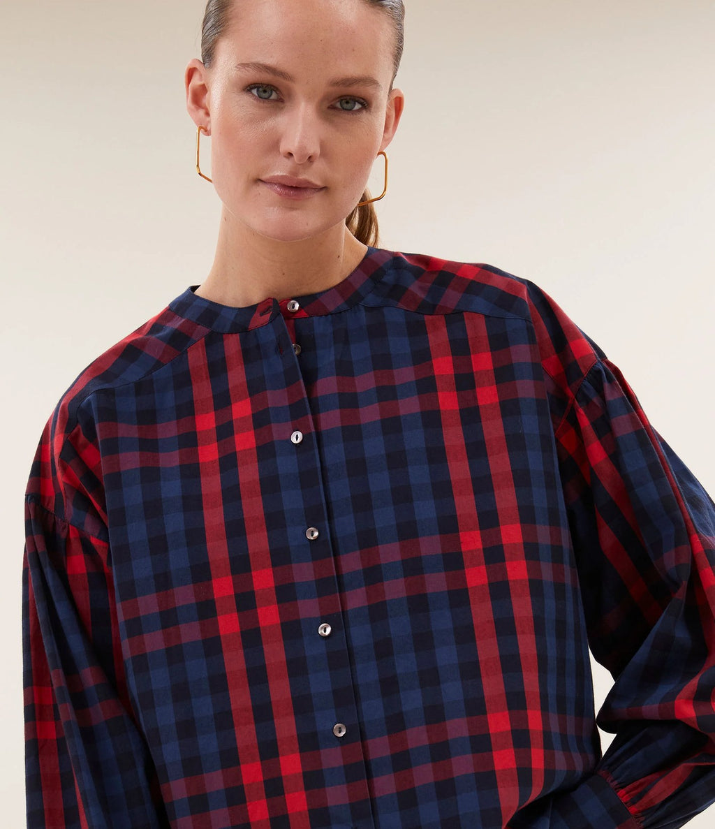 By Bar Ella Red Check Blouse Royal Red Check