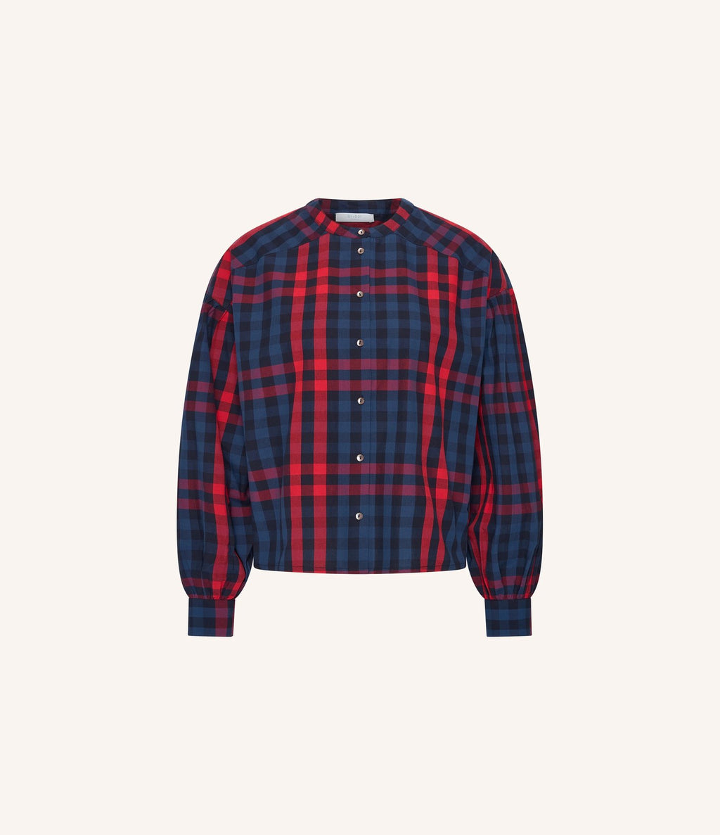 By Bar Ella Red Check Blouse Royal Red Check