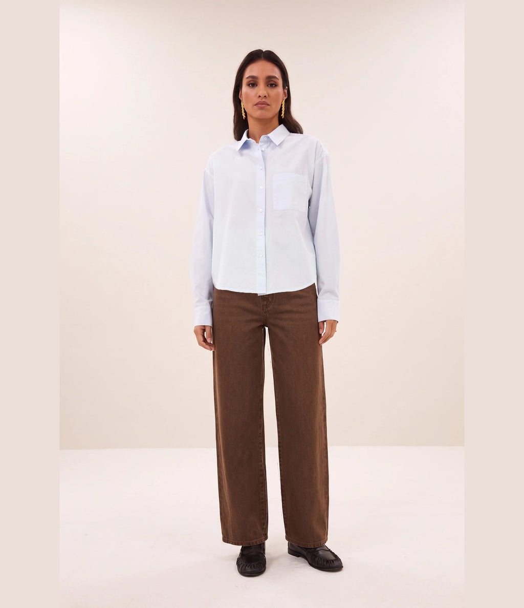 By Bar Lise Chambray Blouse Light Blue