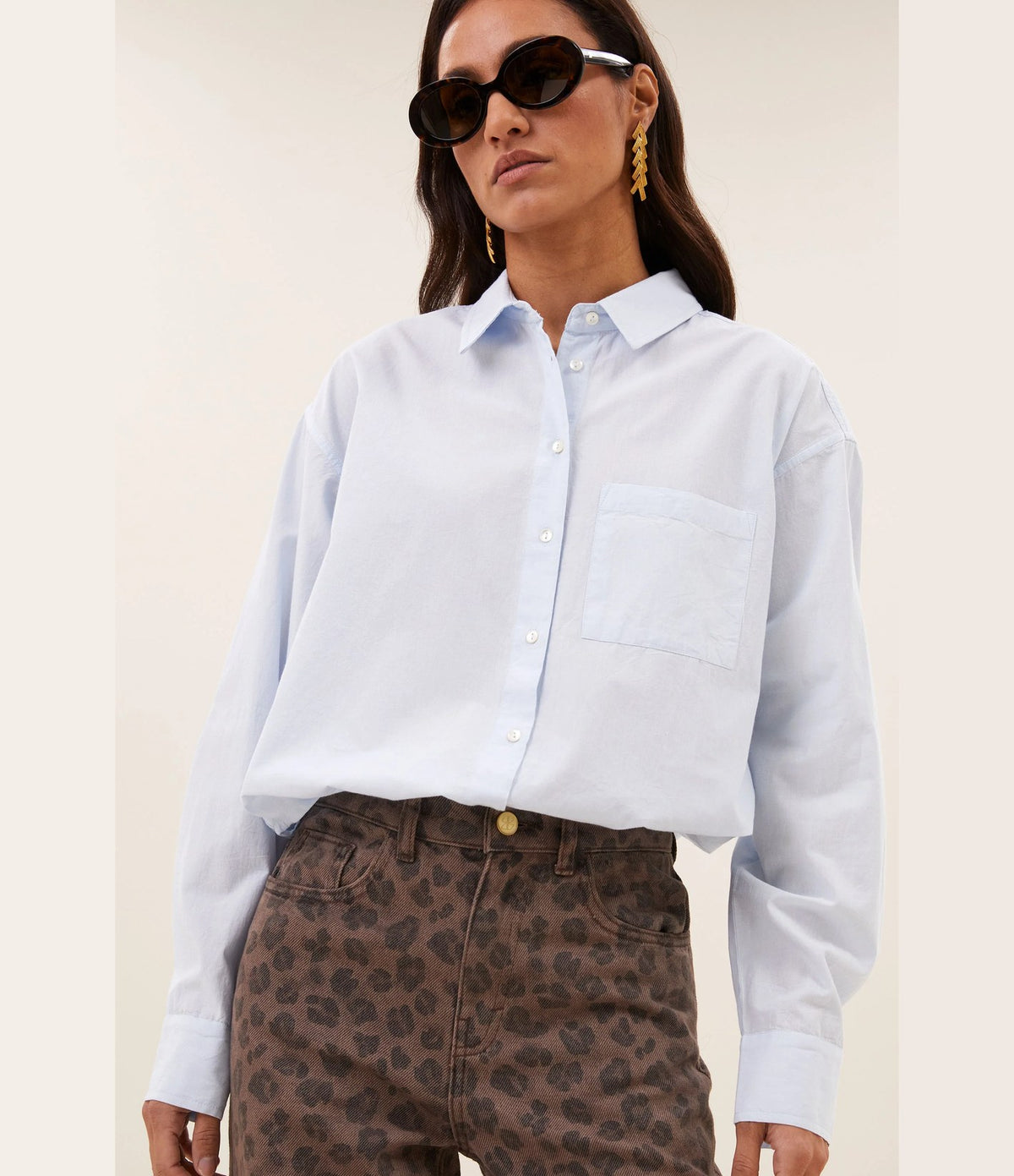 By Bar Lise Chambray Blouse Light Blue