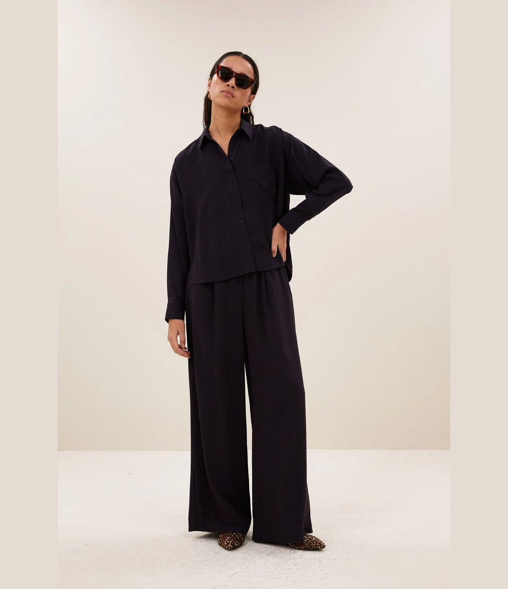 By Bar Lise Wide Stripe Blouse Wine Stripe