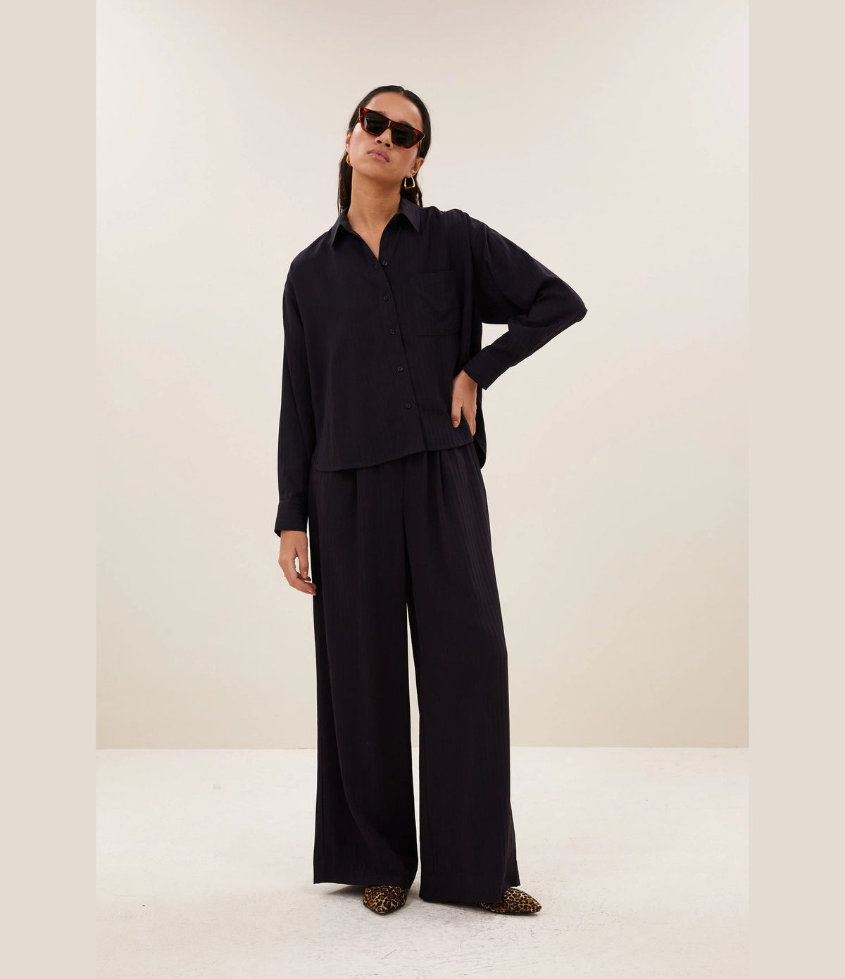 By Bar Lise Wide Stripe Blouse Wine Stripe