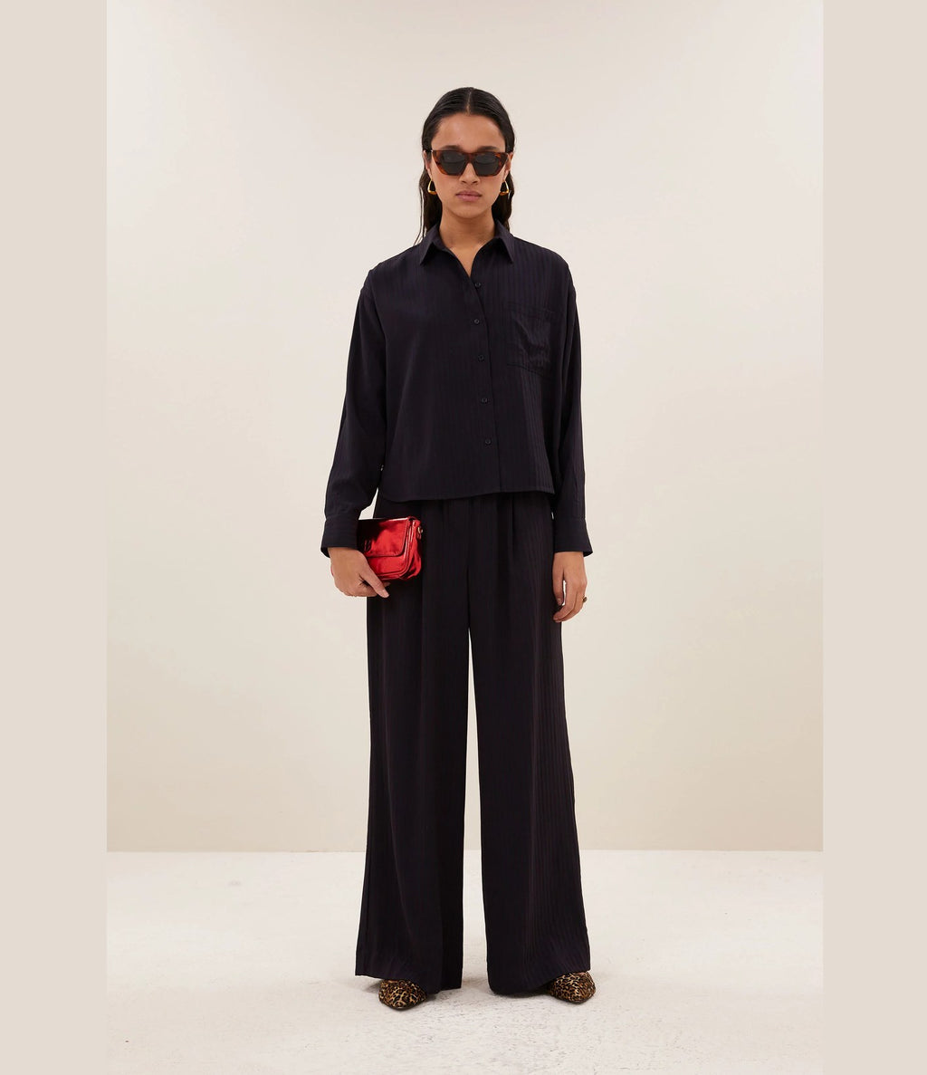 By Bar Lise Wide Stripe Blouse Wine Stripe