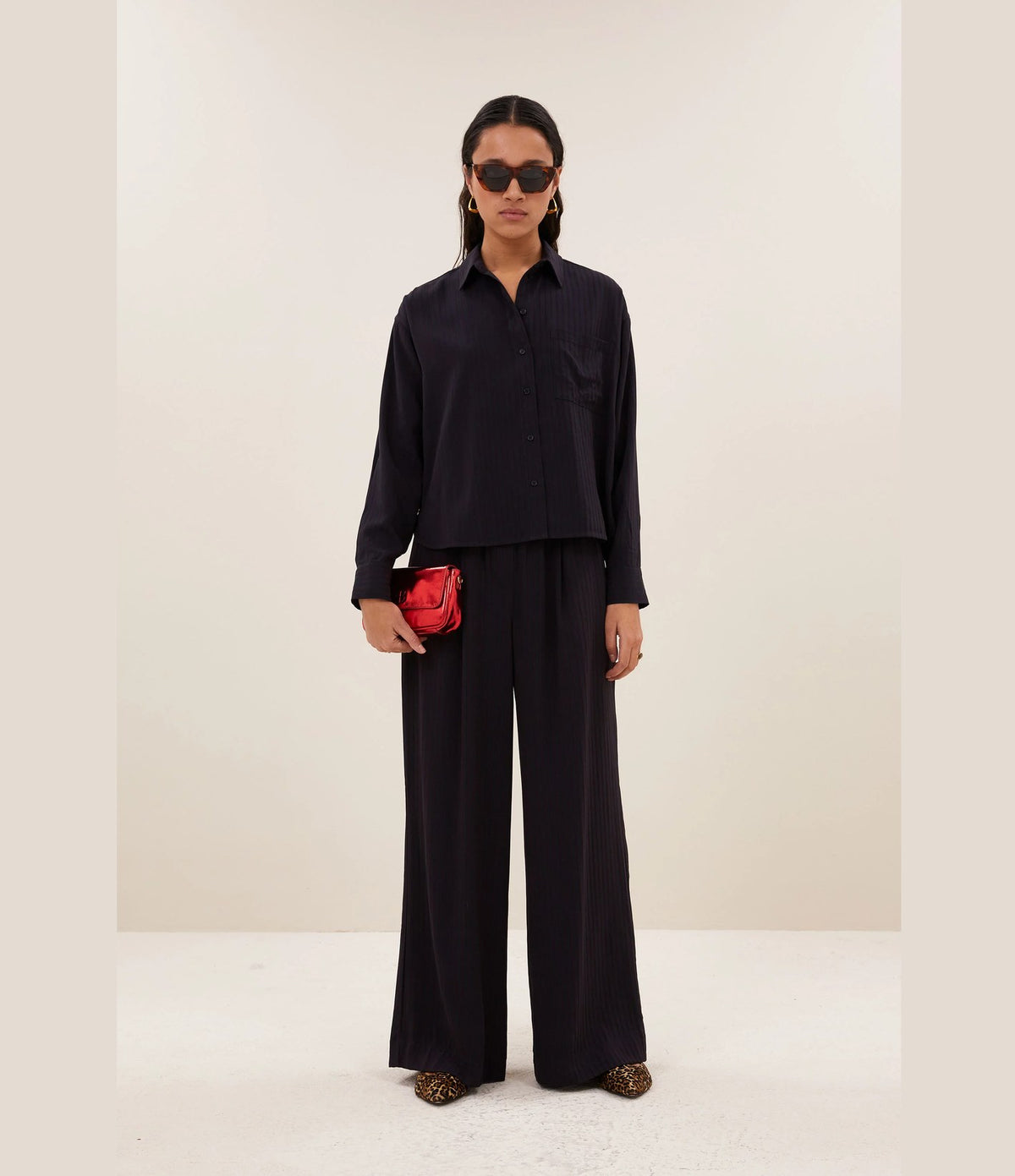 By Bar Lise Wide Stripe Blouse Wine Stripe