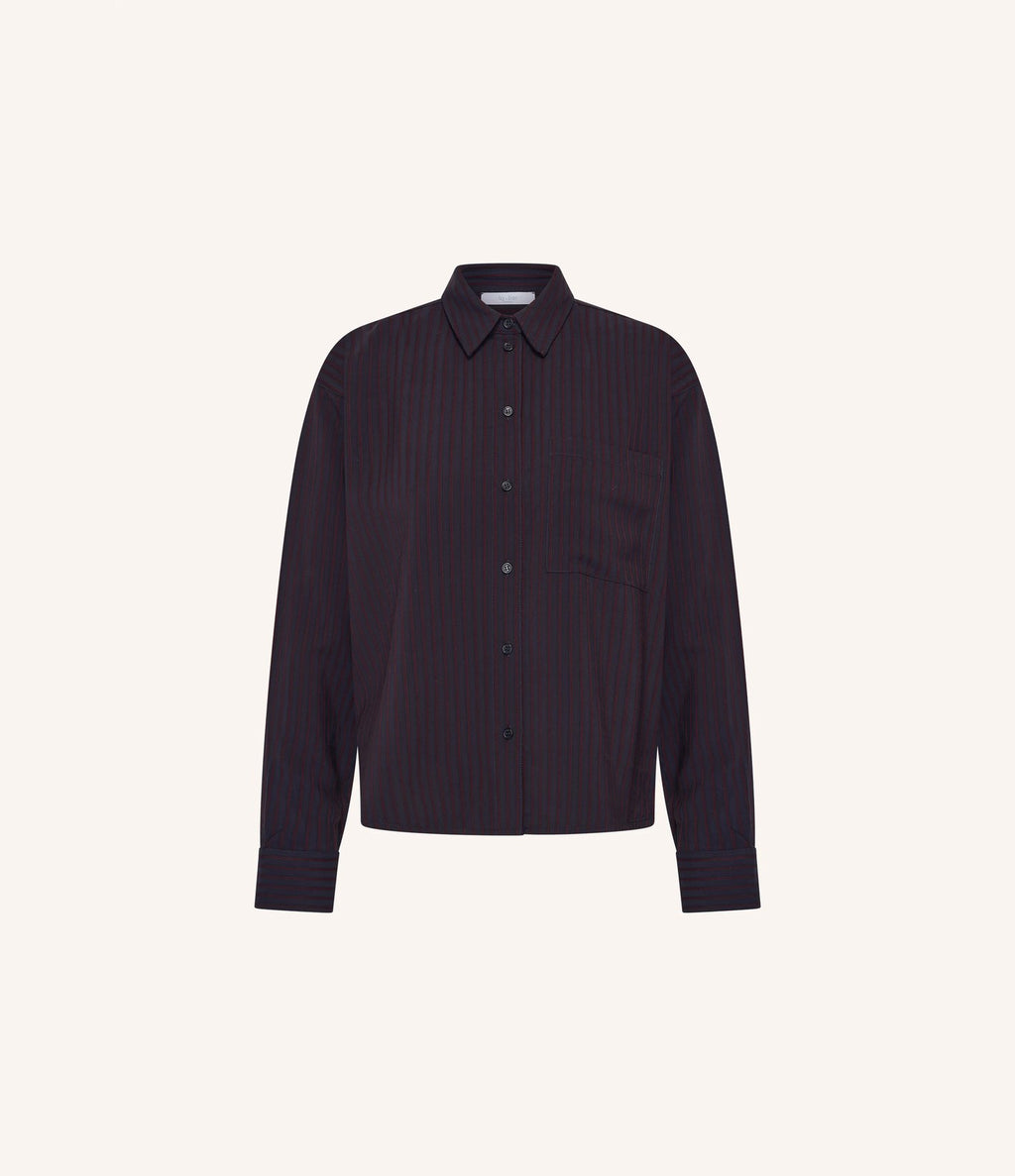 By Bar Lise Wide Stripe Blouse Wine Stripe