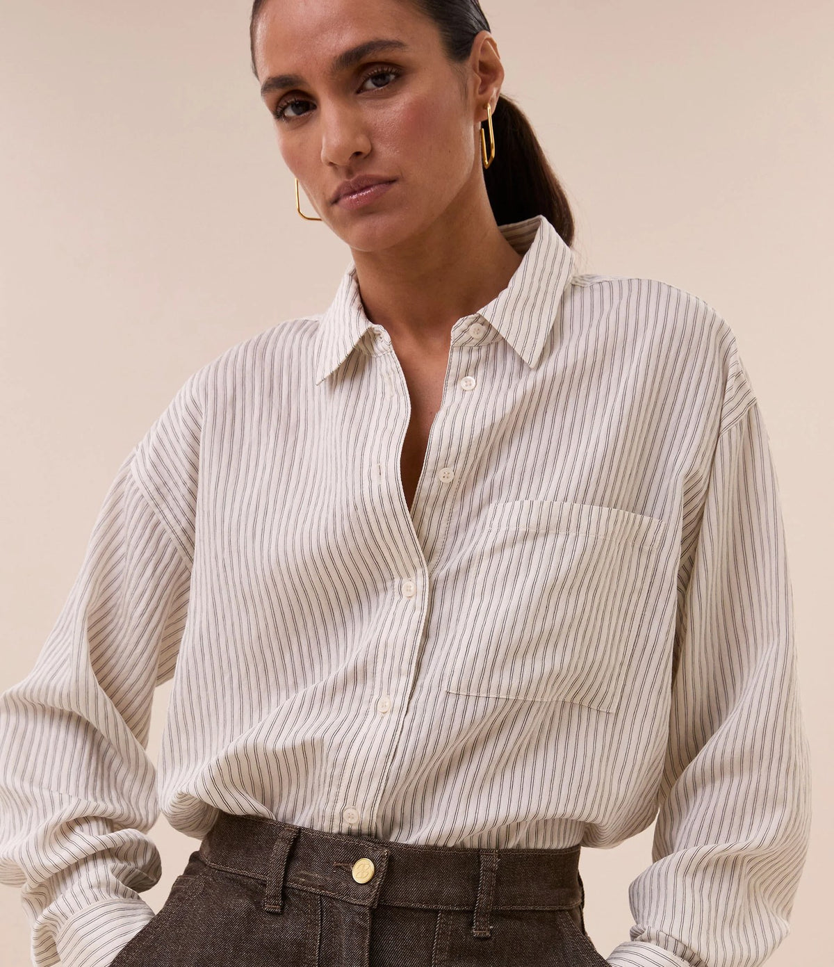 By Bar Lise Thin Stripe Blouse Jet Black Stripe