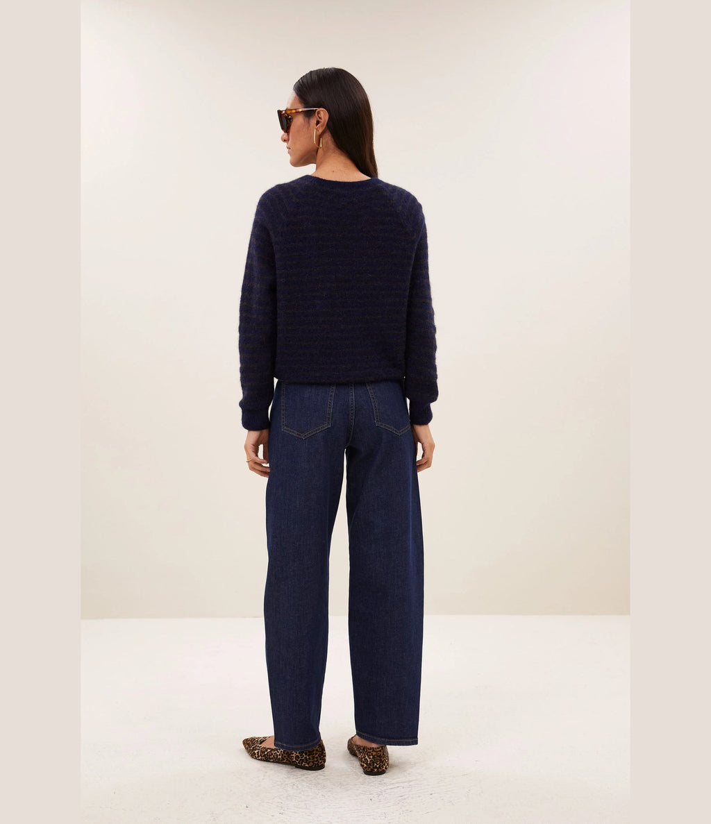 By Bar Spila Raglan Pullover Brown Thin Stripe