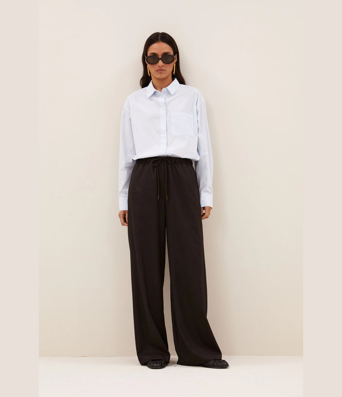 By Bar Pelle Pinstripe Pants Brown Pinstripe