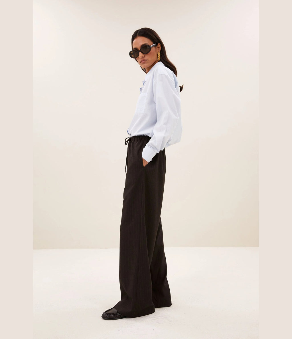 By Bar Pelle Pinstripe Pants Brown Pinstripe