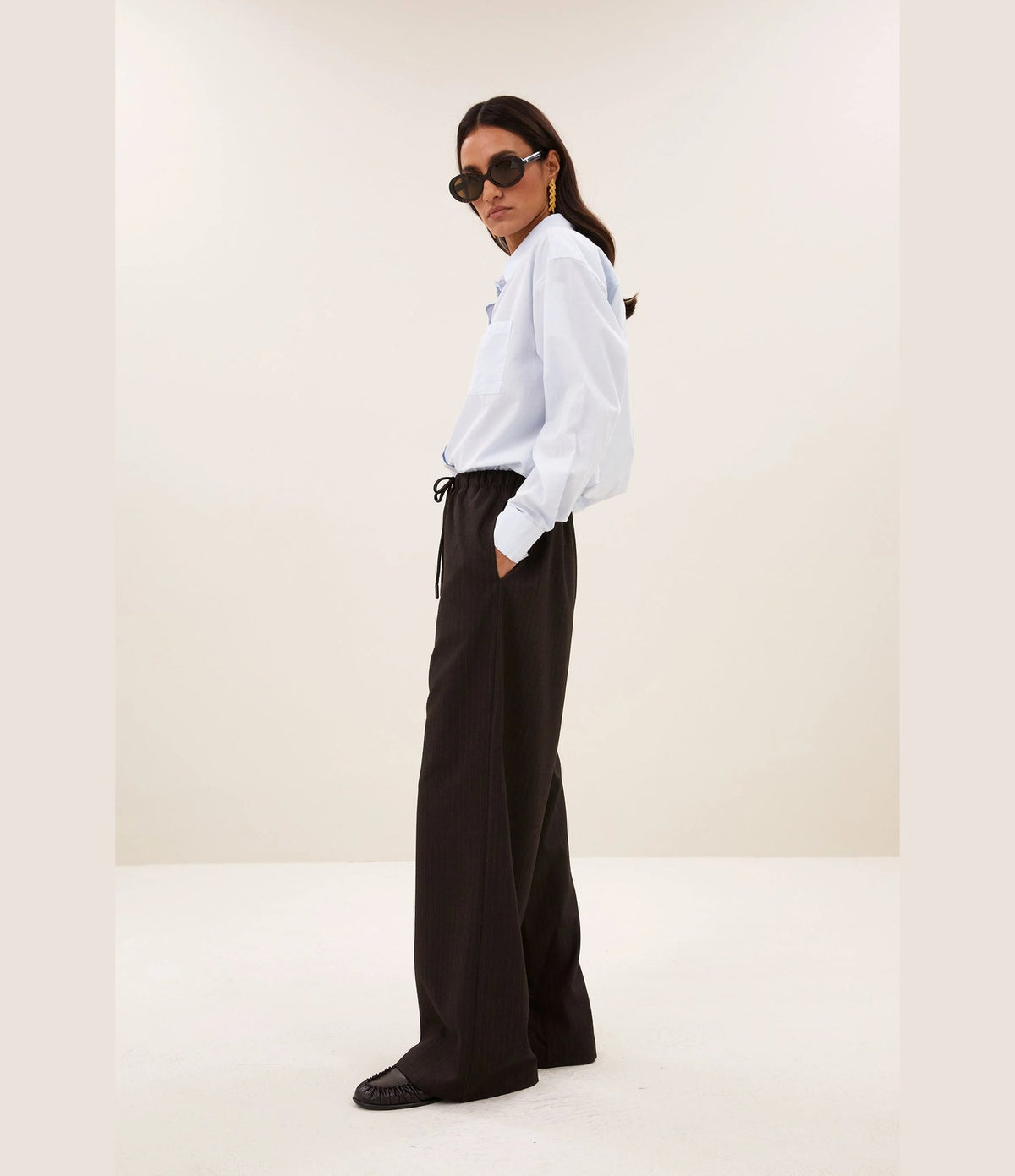 By Bar Pelle Pinstripe Pants Brown Pinstripe