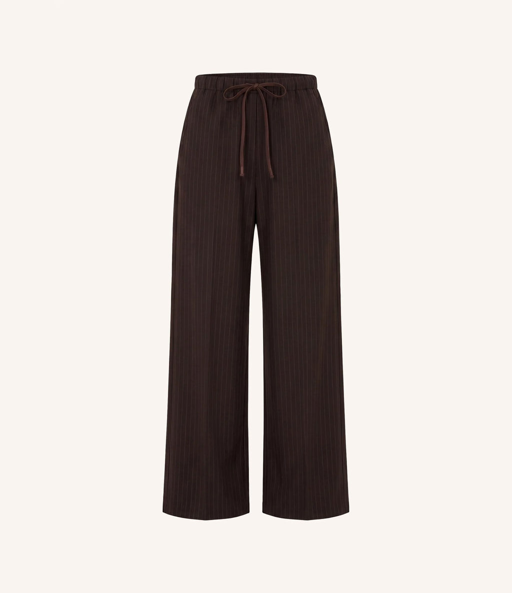 By Bar Pelle Pinstripe Pants Brown Pinstripe