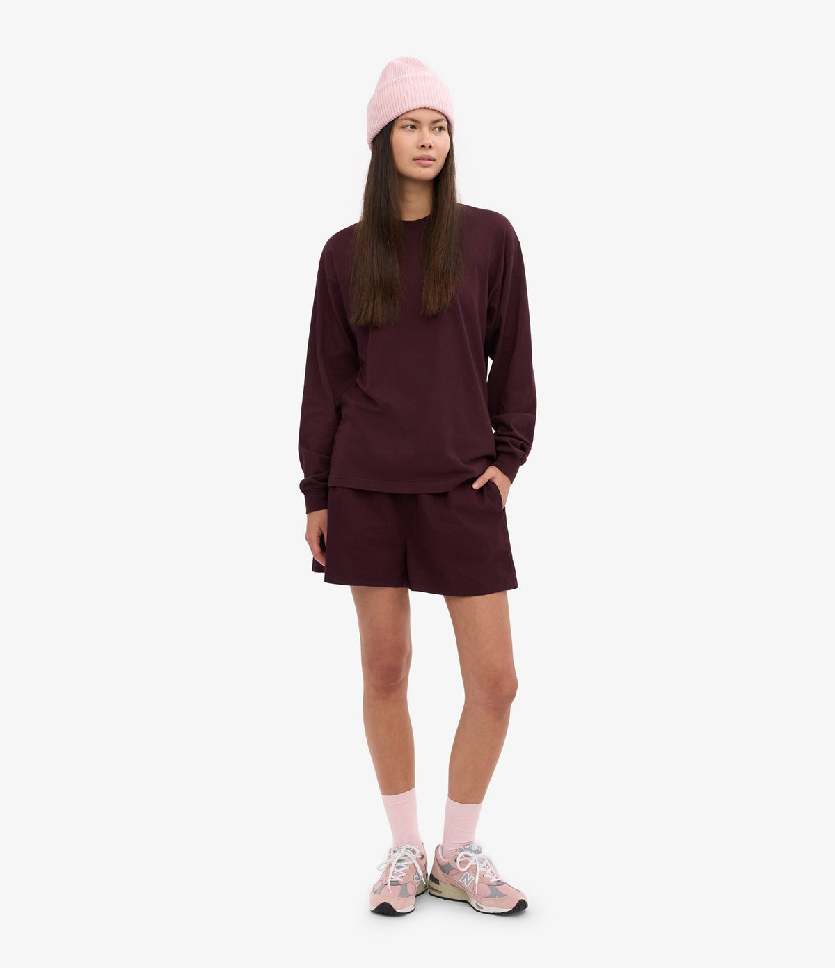 Colorful Standard Oversized Organic LS T-Shirt Oxblood Red - vista 4
