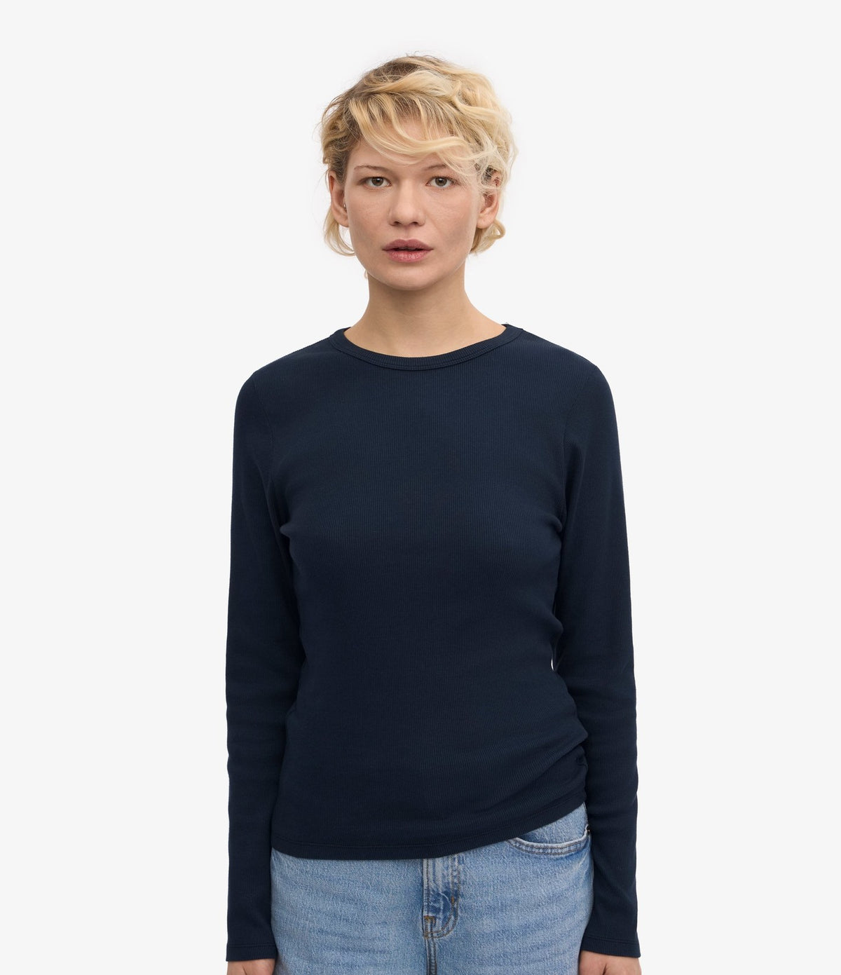 Colorful Standard Women Organic Rib LS T-Shirt Navy Blue - vista 1