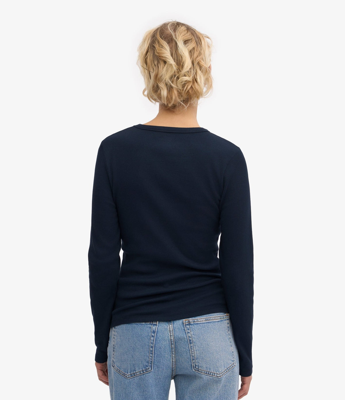 Colorful Standard Women Organic Rib LS T-Shirt Navy Blue - vista 3