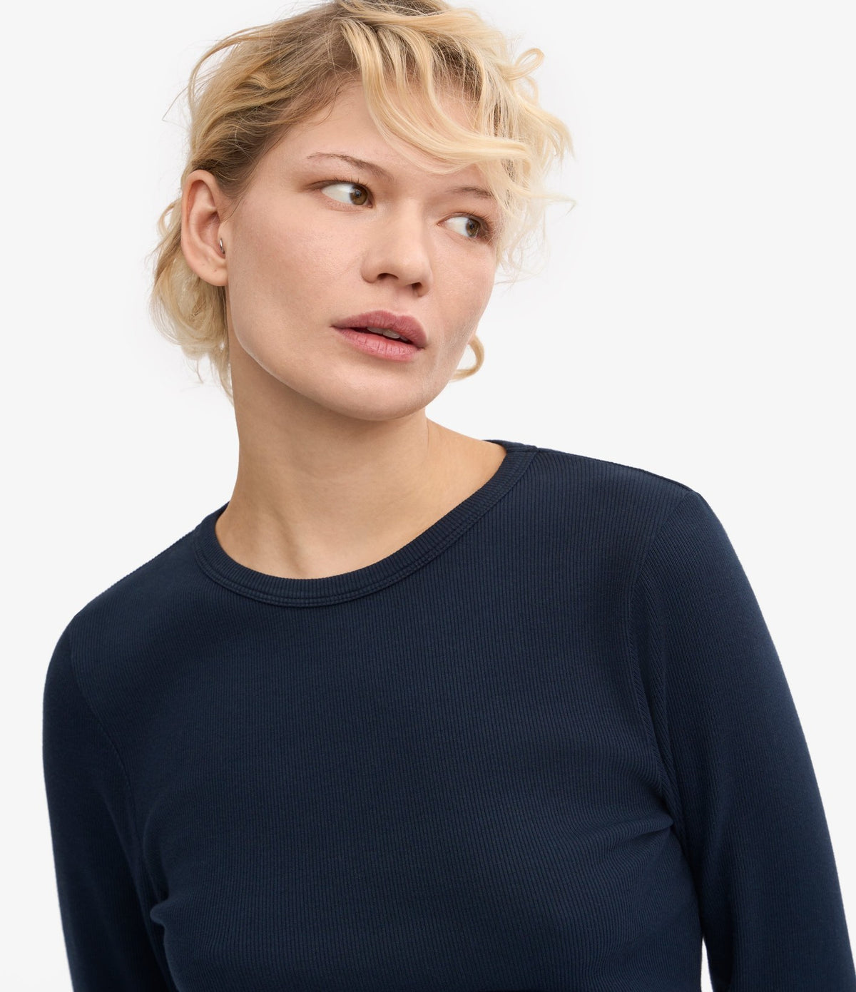 Colorful Standard Women Organic Rib LS T-Shirt Navy Blue - vista 5