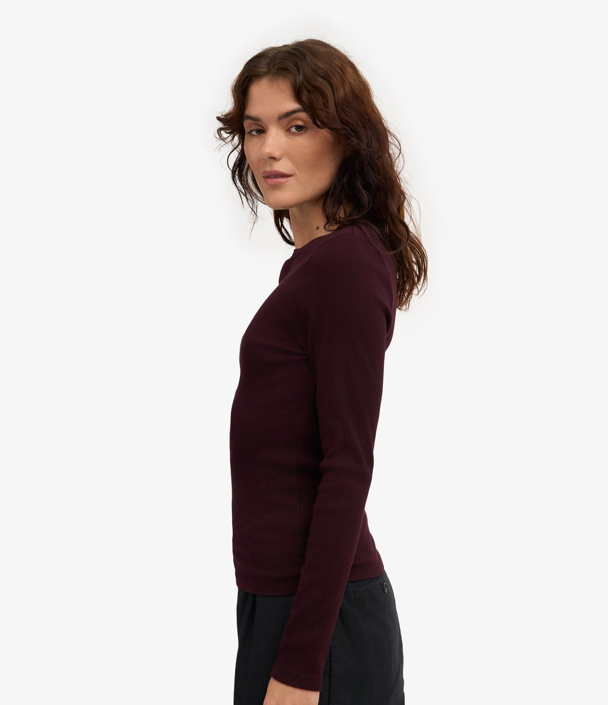 Colorful Standard Women Organic Rib LS T-Shirt Oxblood Red - vista 2