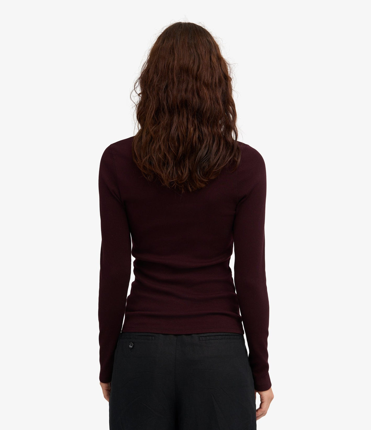 Colorful Standard Women Organic Rib LS T-Shirt Oxblood Red - vista 3